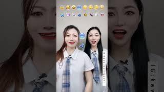 Funny Sisters Emoji Eating Challenge  #asmr #food #funny #shorts