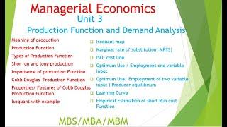 Production and Cost Analysis Part 1 Introduction MBS First Semester Economics -Concept  Theory