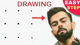 Dots turns into Virat Kohli Drawing  Virat Kohli outline drawing
