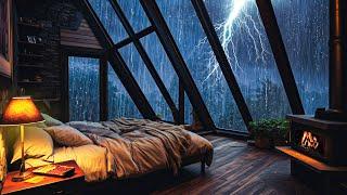 Regengeräusche zum einschlafen – Geräusch von starkem Regen und Donner auf Fenster - Rain Sound