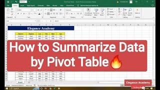 Pivot Table in Excel  Pivot Table Excel Tutorial #excel #msexcel #eleganceacademy #pivottable