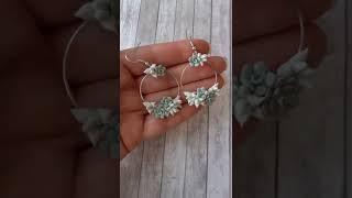 mint succulent earrings hoops