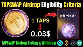 TAPSWAP Airdrop Eligibility Criteria  TAPSWAP New Update  TAPSWAP Airdrop Listing & Withdraw 