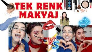 SINGLE COLOR MAKEUP  TEK RENK MAKYAJ   kırmızı - mavi   #makeup #makeuptutorial #challenge