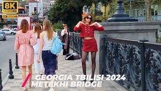 【8K】Walking in Georgia TbilisiMetekhi bridge 2024