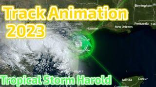 The Track of Tropical Storm Harold 2023