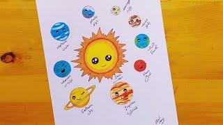 رسم المجموعة الشمسية 3 drawing of the solar system