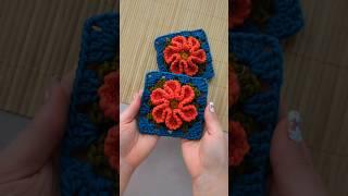 3D crochet flower square 