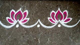 Easy border rangoli designs  Friday rangoli  Lotus rangoli  Festival kolam Lakshmi pooja rangoli