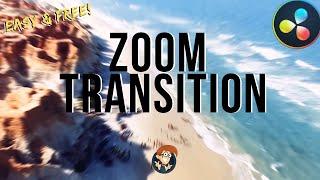 ZOOM TRANSITION EASY FREE and without Fusion Davinci Resolve - 5 Minute Friday #39