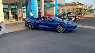 2020 Corvette C8 rolling out of Connell Chevrolet including revs and a demo of the front lift system