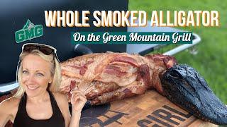 Whole Smoked Alligator on the Green Mountain Grill Pellet Smoker  Grill Girl Robyn Lindars