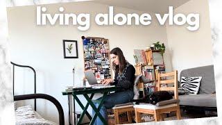 Living Alone Vlog #12  new job simple home office set-up in my studio apartment & grocery haul