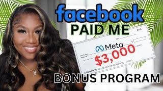 FACEBOOK PAID ME $3000 THIS MONTH  FACEBOOK PERFORMANCE BONUS PROGRAM