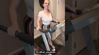 Full Video - Changing into Sheer Nightgown While Jogging on Treadmill - No Bra No Panties