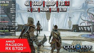 RX 6700 XT  God of War Ragnarok - 4K 1440p 1080p FSR 3.1 FG - Ultra High Medium Low