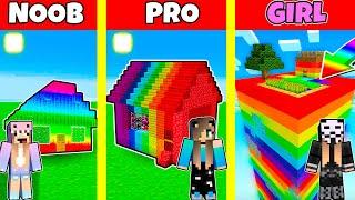 Minecraft Battle RAINBOW SPECTRITE HOUSE BUILD CHALLENGE - NOOB vs PRO vs GIRL  Animation