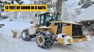 PLOWING SNOW IN A BLIZZARD Lake Tahoe California - CAT 938G