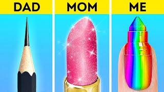 MOM vs. DAD vs. ME DRAWING CHALLENGE  Cool Drawing and DIY Ideas For Crafty Parents by 123 GO