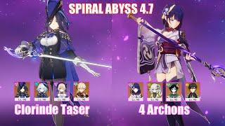 C0 Clorinde Taser & 4 Archons  Spiral Abyss 4.7  Genshin Impact