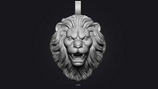 lion pendent  Sculpt in ZBRUSH   jewelery design