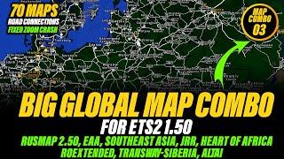 ETS2 1.50 Global Map Combo  RusMap 2.50 Southeast Asia EAA Roextended Heart of Africa & More