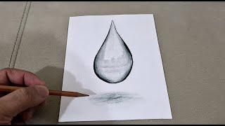 how to draw drop 3d on paper