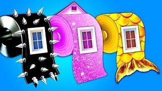एक रंगीन घर चुनौती बुधवार बनाम एनिड बनाम मरमेड - कूल गैजेट्स वायरल आर्ट हैक्स