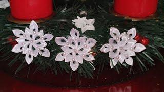 How to make Snowflake Snowlflake for Christmas decoration Handmade Gift Ideas Kanzashi