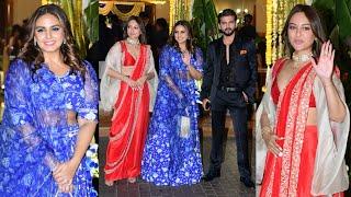 Sonakshi Sinha with Bf Zaheer Iqbal & Huma Qureshi at Ira Trivedi & Madhu Mantena Wedding Reception