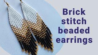 Seed bead earrings tutorial for beginners brick stitch and bead fringes