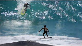 Skimboarders Attempt to Steal Waves From Surfers