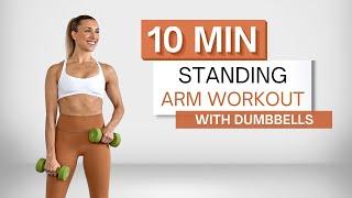 10 min STANDING ARM WORKOUT  With Dumbbells  Biceps Triceps and Shoulders  Zero Pushups