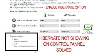 Fixed  Not showing hibernate in control panel  How to enable and disable hibernate in windows 10