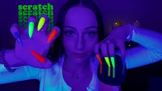 ASMR Invisible Scratching  Focus on my Glowing Nails  3 ways