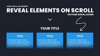 Reveal Website Elements On Scroll  On Page Scroll Down - Using HTML CSS & Javascript