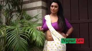 Bong Beauty  Nancy Bhabhi Big B Purple Love White Print Saree Fashion Show