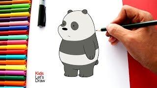 How to draw and color PANDA from We Bare Bears  KidsLetsDraw