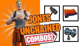 JONES UNCHAINED COMBOS  FORTNITE SKIN REVIEW