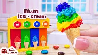 So Colorful Miniature Rainbow M&M Ice Cream Recipe  ASMR Cooking Mini Food