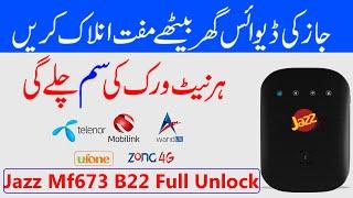 Jazz MF673 Unlock B22  How to Unlock Jazz MF673 B22 Unlock All Network  Jazz Device Unlock FREE