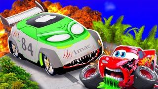 Big & SmallMcQueen and Mater VS Imac Apple car ZOMBIE slime cars Zombie Apocalypse in BeamNG.drive