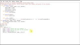 python program on student management record using class