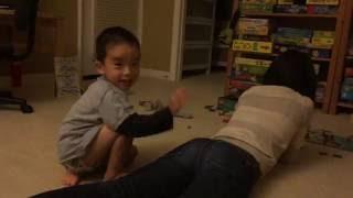 Toddler spanking Mommys butt