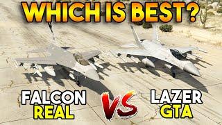 GTA 5 VS REAL  LAZER VS FALCON F16 WHICH IS BEST?