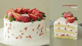 딸기가 콕콕 딸기 생크림 케이크 만들기  Strawberry cake Recipe - Cooking tree 쿠킹트리*Cooking ASMR