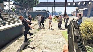 GTA 5 - Trevor And His Redneck Army VS Martin Madrazos Gang + Five Star Cop Battle