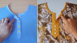 2 Beautiful easy methods of neck cutting and stitching the professional  neck design