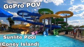 All waterslides at Sunlite Pool Coney Island GOPRO POV ON THE LAST DAY IT WAS OPEN