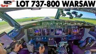 LOT 737-800 Warsaw Takeoff + Cockpit Preparations & Emergency Briefing